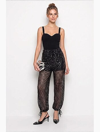 Pantalon femme à paillettes lucci