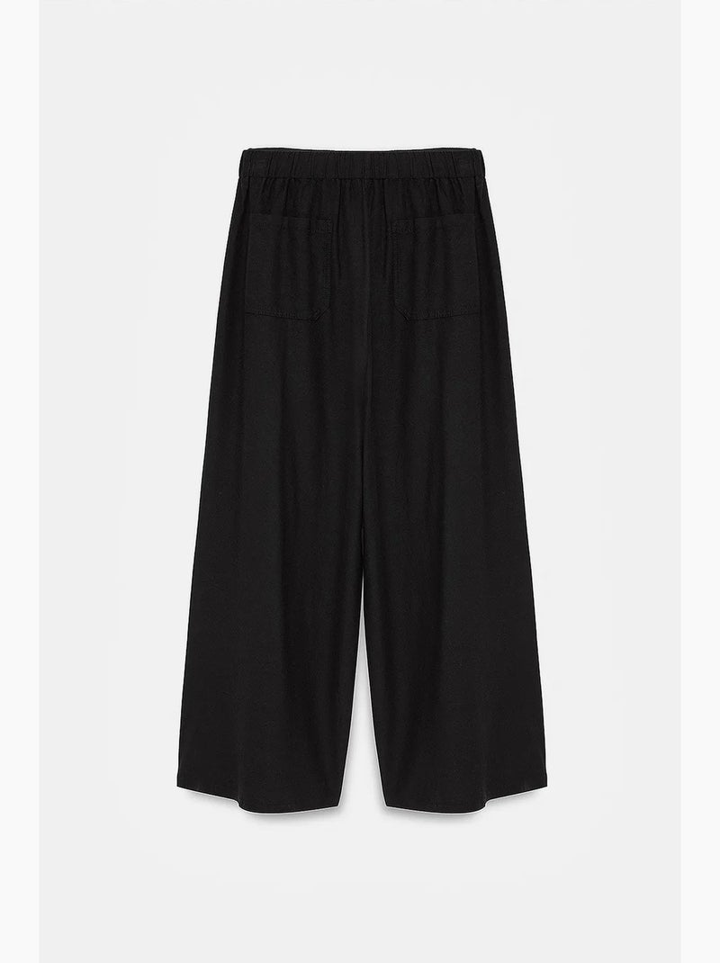 Pantalon femme à rayures, jambe large dilvin Noir - Kiabi