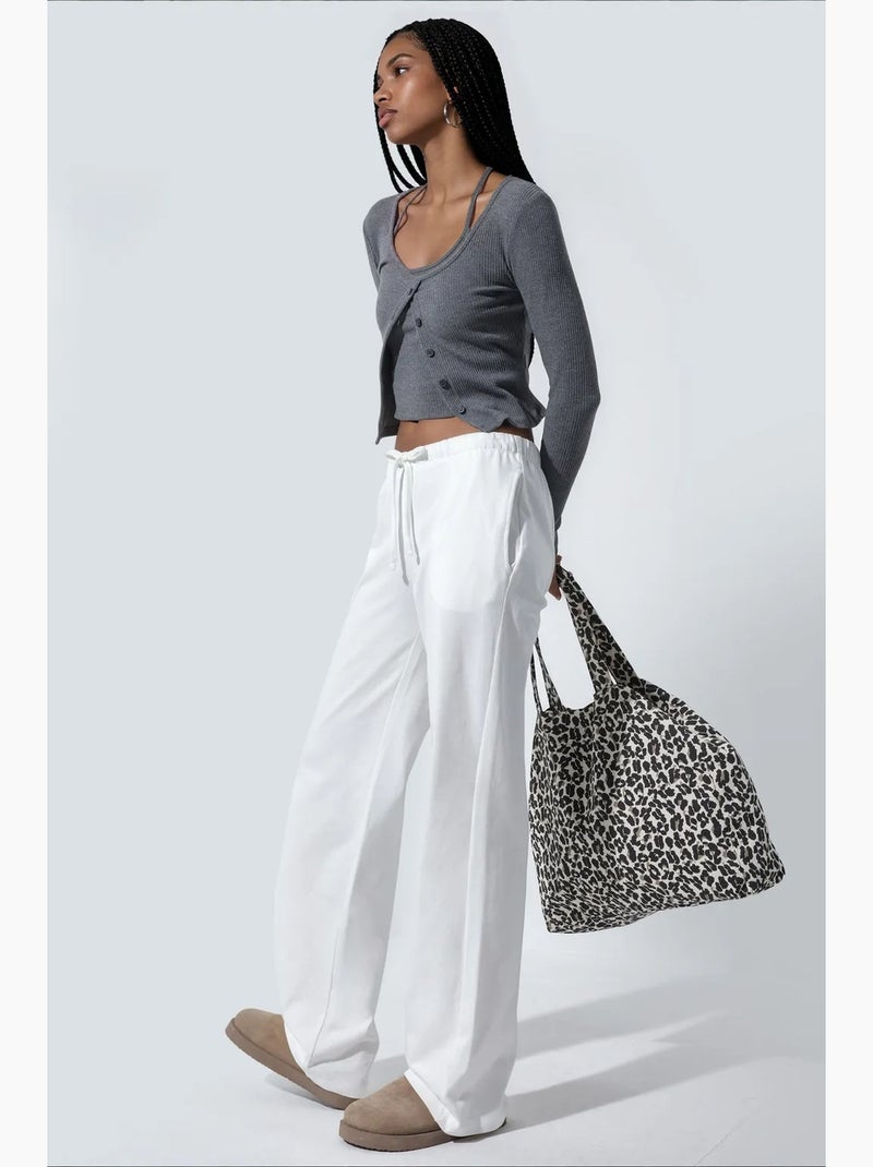 Pantalon femme à taille élastique droite busem Blanc - Kiabi