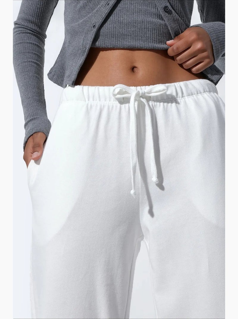 Pantalon femme à taille élastique droite busem Blanc - Kiabi