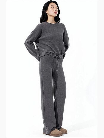 Pantalon femme à taille élastique et jambe large busem