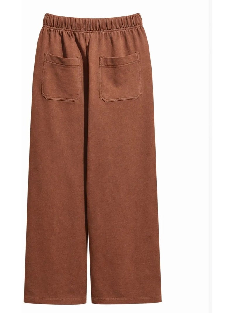 Pantalon femme à taille élastique et jambe large mixray Marron - Kiabi