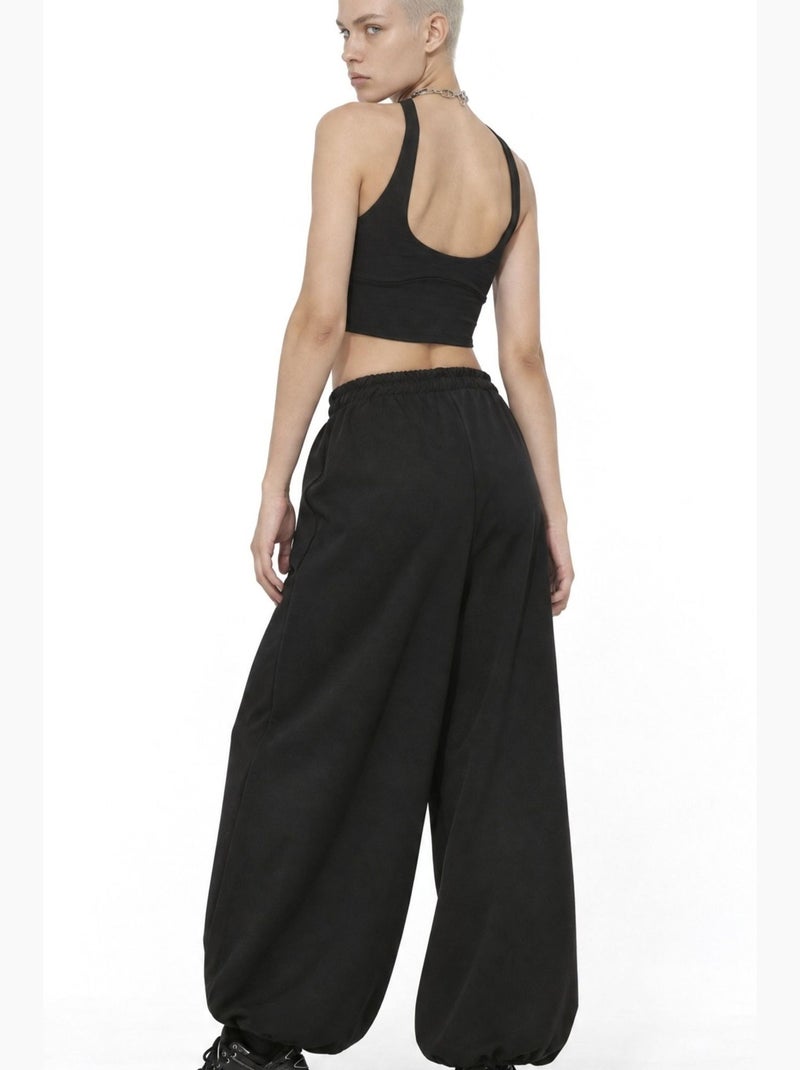 Pantalon femme à taille élastique jogger busem Noir - Kiabi