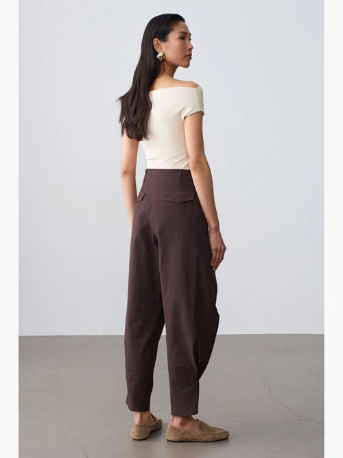 Pantalon femme à taille haute et jambe large en popeline dilvin - Kiabi Pantalon femme à taille haute et jambe large en popeline dilvin - Kiabi