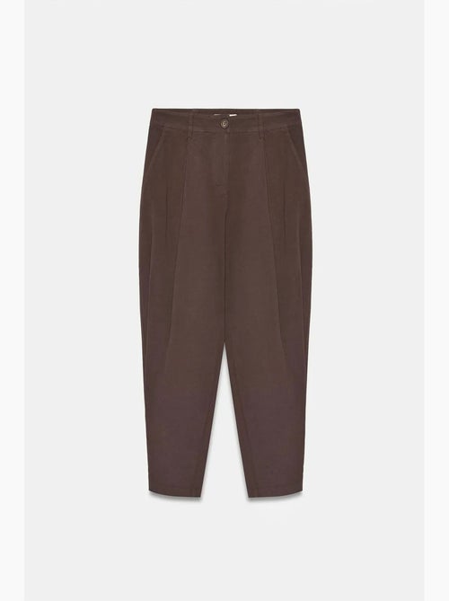 Pantalon femme à taille haute et jambe large en popeline dilvin - Kiabi Pantalon femme à taille haute et jambe large en popeline dilvin - Kiabi
