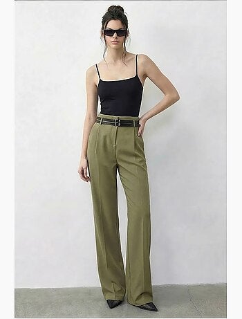 Pantalon femme à taille haute et jambe large lucci