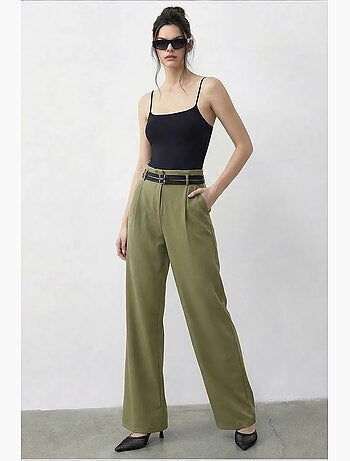 Pantalon femme à taille haute et jambe large lucci