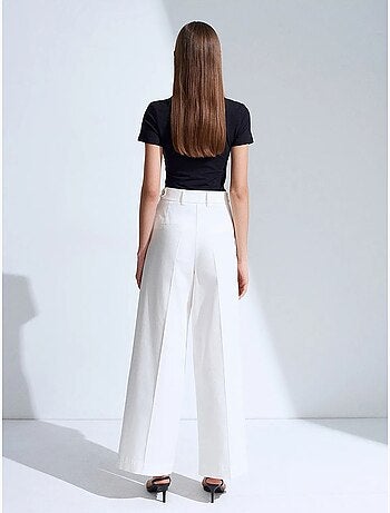 Pantalon femme à taille haute, plis et jambe large dilvin