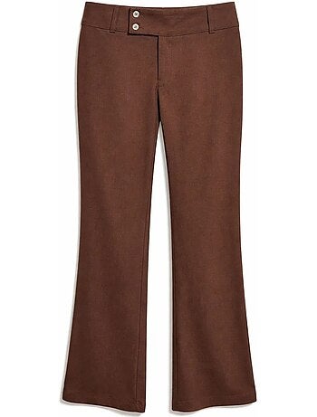 Pantalon femme à taille mi-haute évasé mixray