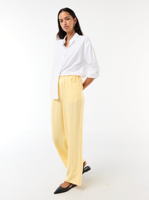 Pantalon femme ample en chaîne et trame léger - Kiabi
