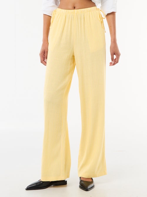 Pantalon femme ample en chaîne et trame léger - Kiabi
