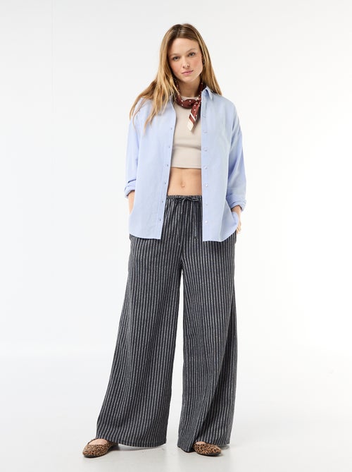 Pantalon femme ample en maille crinkle - Kiabi Pantalon femme ample en maille crinkle - Kiabi