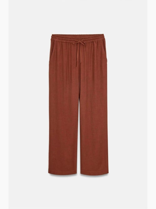 Pantalon femme ample en tissu tissé à taille à cordon dilvin - Kiabi Pantalon femme ample en tissu tissé à taille à cordon dilvin - Kiabi