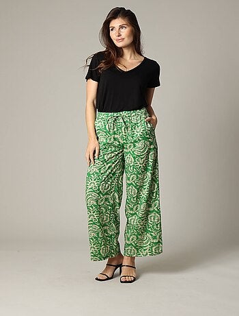 Pantalon femme bohème en viscose avec taille élastiquée 'Deeluxe'