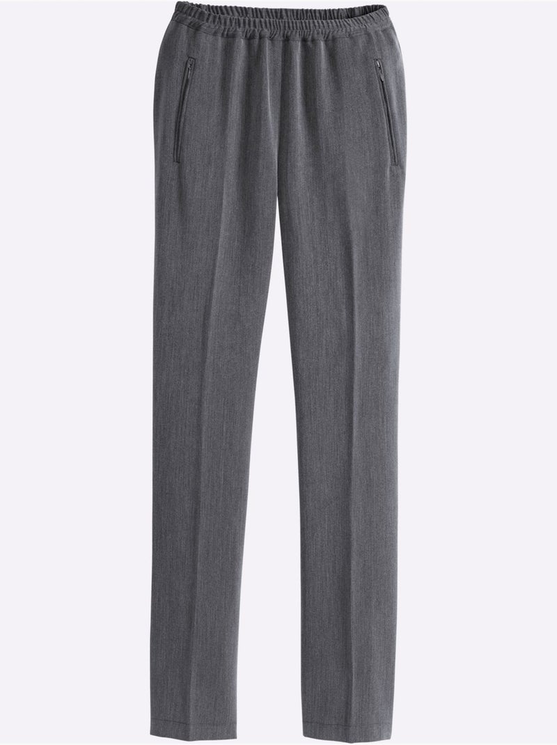 Pantalon femme chaud avec ceinture élastique et 2 poches - taille courte - moda vilona Gris - Kiabi