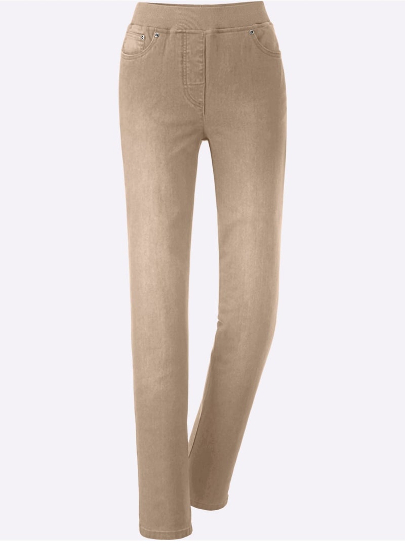 Pantalon femme confortable avec poches et toucher doux - Taille extra courte - Witt Beige - Kiabi