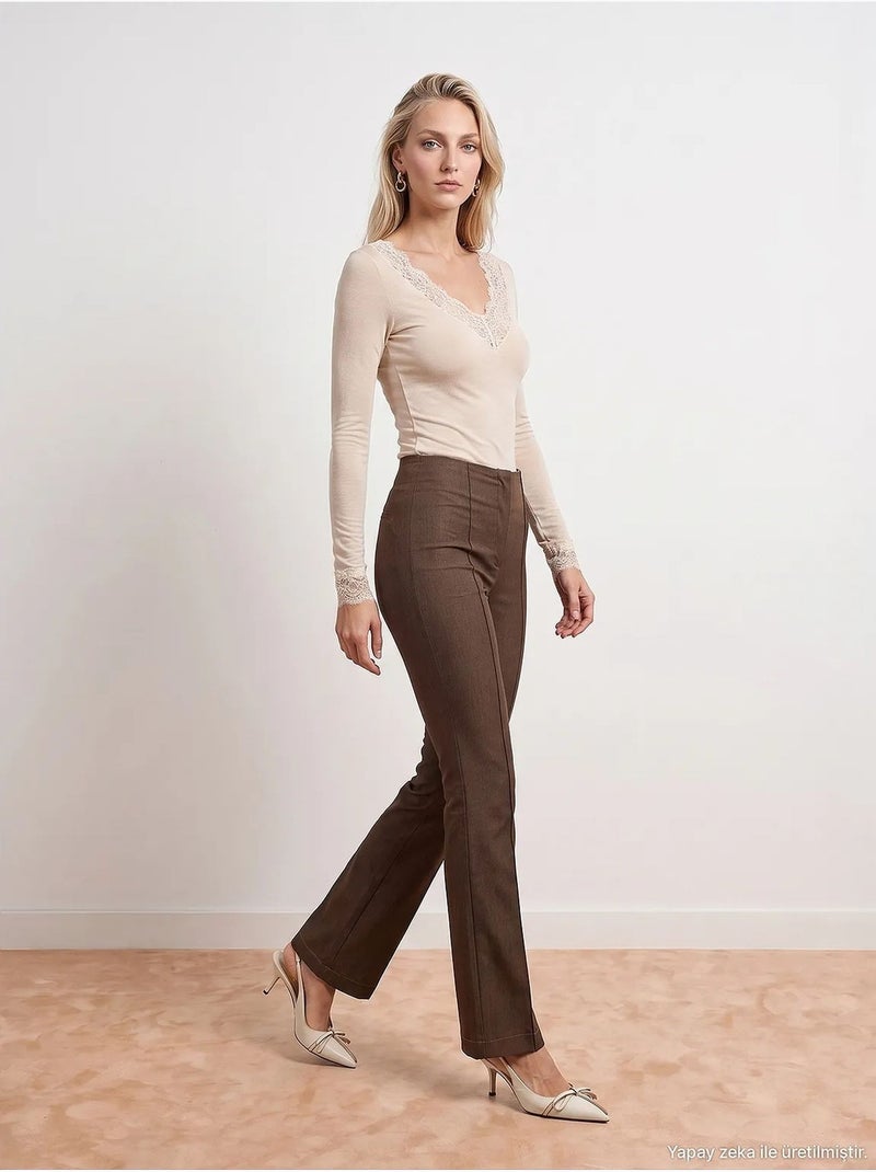 Pantalon femme dilvin Marron - Kiabi
