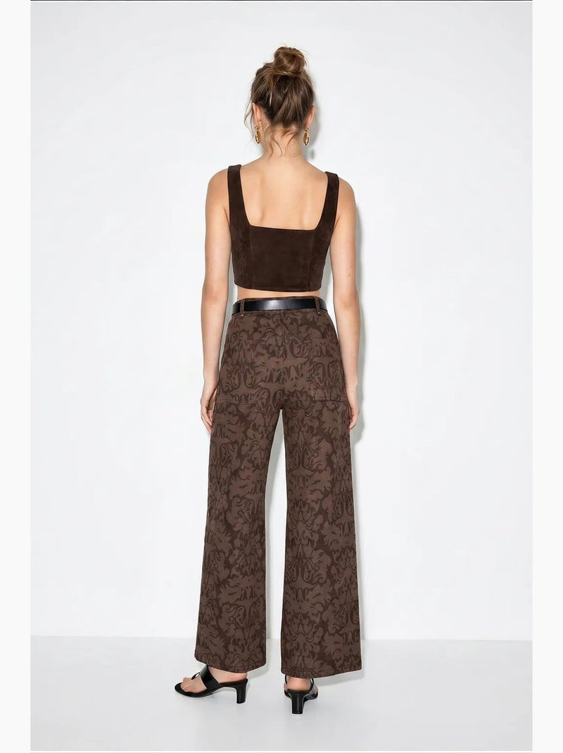 Pantalon femme en coton et élasthanne lucci Marron - Kiabi