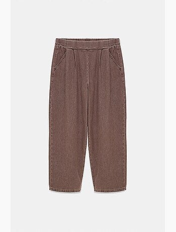 Pantalon femme en coton plissé, longueur cheville dilvin
