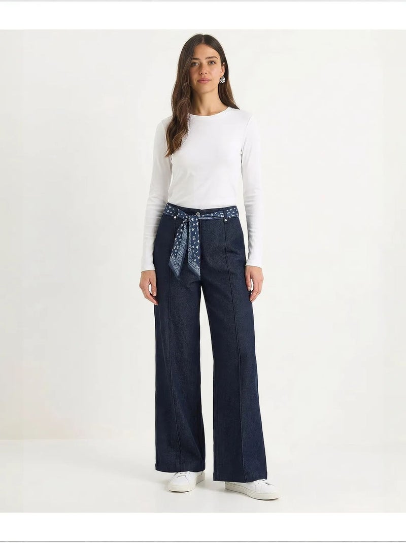 Pantalon femme en coton stretch lucci Bleu outremer - Kiabi