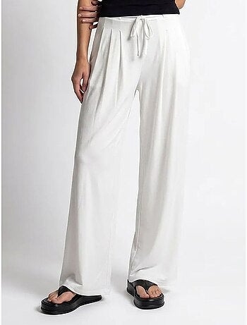 Pantalon femme en jersey à jambe large et taille haute mixray