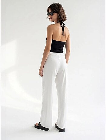 Pantalon femme en jersey à jambe large et taille haute mixray