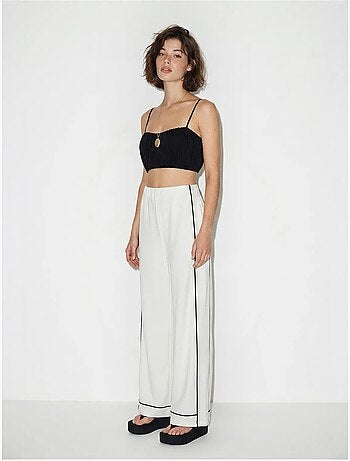 Pantalon femme en jersey à taille haute et jambe large lucci