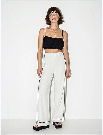 Pantalon femme en jersey à taille haute et jambe large lucci