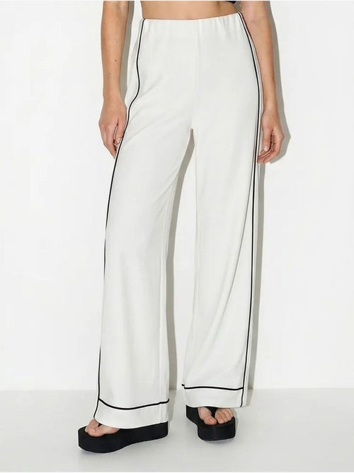 Pantalon femme en jersey à taille haute et jambe large lucci - Kiabi Pantalon femme en jersey à taille haute et jambe large lucci - Kiabi