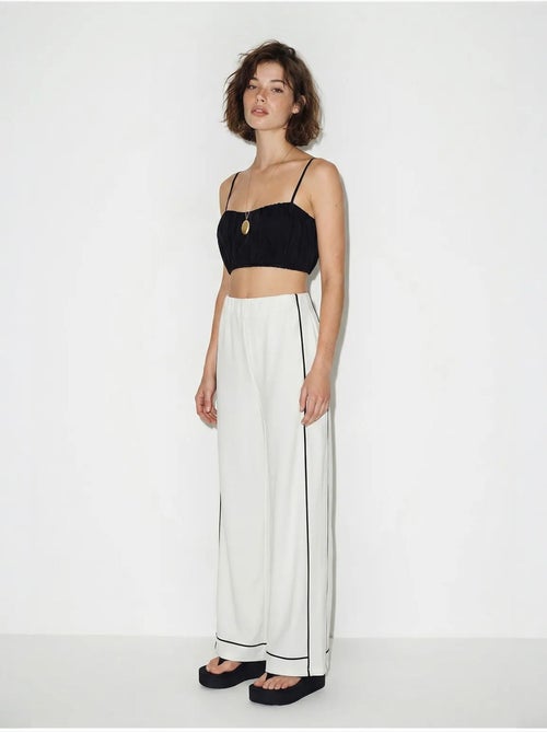 Pantalon femme en jersey à taille haute et jambe large lucci - Kiabi Pantalon femme en jersey à taille haute et jambe large lucci - Kiabi