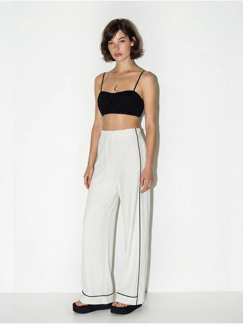 Pantalon femme en jersey à taille haute et jambe large lucci - Kiabi Pantalon femme en jersey à taille haute et jambe large lucci - Kiabi