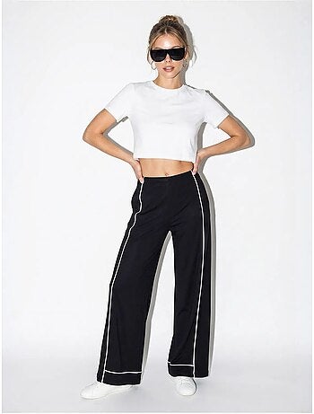 Pantalon femme en jersey à taille haute et jambe large lucci
