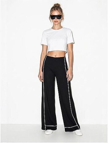 Pantalon femme en jersey à taille haute et jambe large lucci