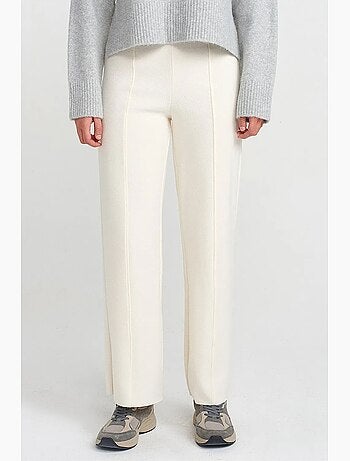 Pantalon femme en maille à taille haute et jambe large dilvin