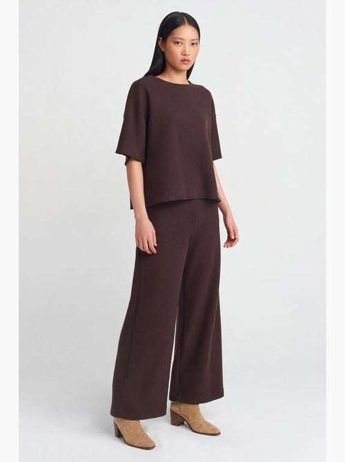Pantalon femme en maille à taille haute et jambe large dilvin - Kiabi Pantalon femme en maille à taille haute et jambe large dilvin - Kiabi