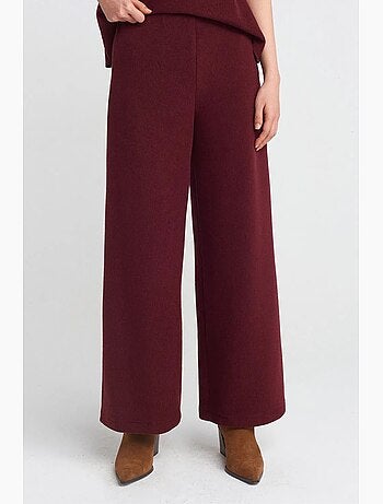Pantalon femme en maille à taille haute et jambe large dilvin