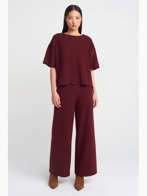 Pantalon femme en maille à taille haute et jambe large dilvin - Kiabi Pantalon femme en maille à taille haute et jambe large dilvin - Kiabi