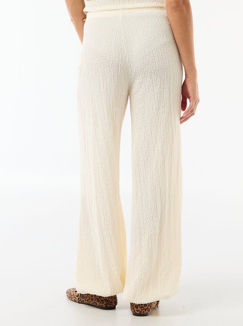 Pantalon femme en maille crinkle forme balloon Blanc - Kiabi