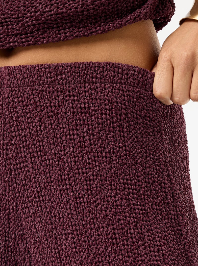 Pantalon femme en maille crinkle forme balloon Violet - Kiabi