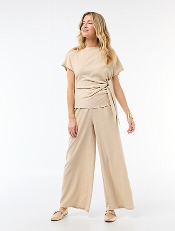 Pantalon femme en maille légère à coupe large