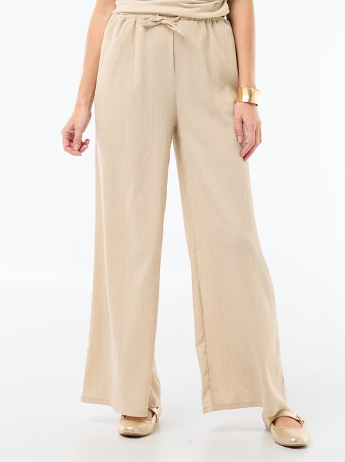 Pantalon femme en maille légère à coupe large - Kiabi