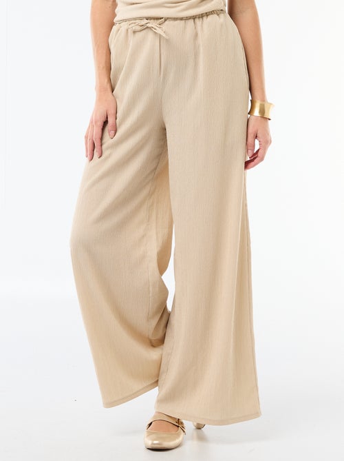 Pantalon femme en maille légère à coupe large - Kiabi