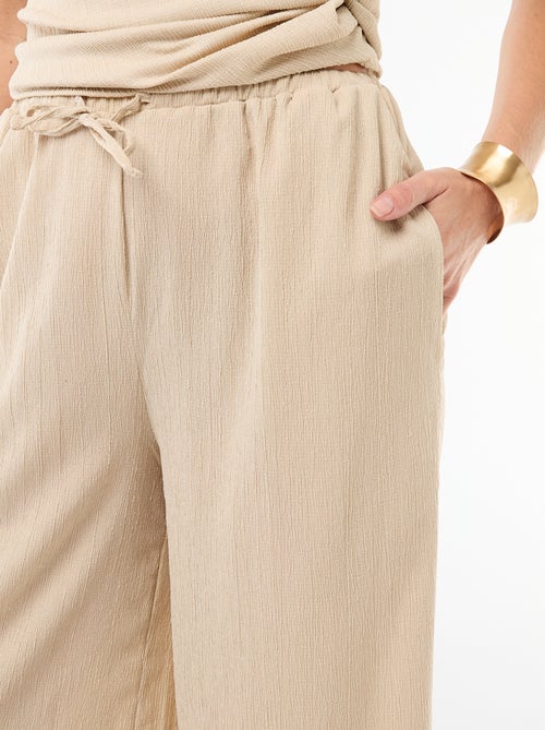 Pantalon femme en maille légère à coupe large - Kiabi