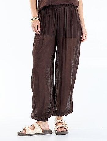 Pantalon femme en maille légère à coupe large