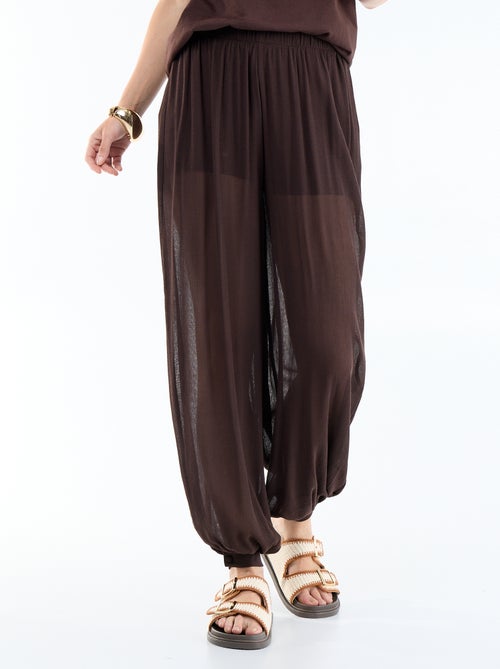 Pantalon femme en maille légère à coupe large - Kiabi