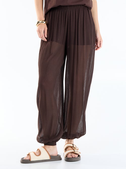 Pantalon femme en maille légère à coupe large - Kiabi