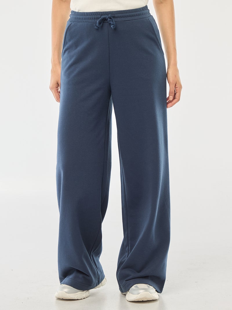 Pantalon femme en maille lourde à coupe jogging Bleu - Kiabi