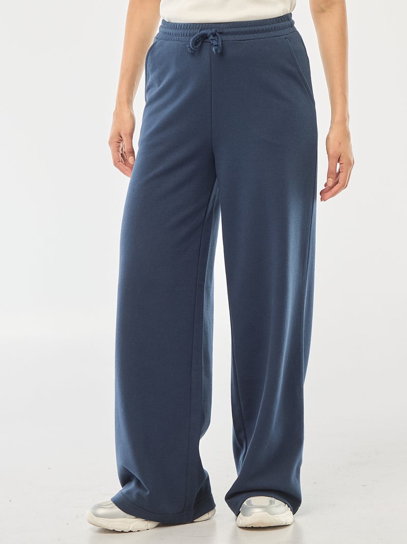 Pantalon femme en maille lourde à coupe jogging Bleu - Kiabi