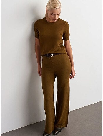 Pantalon femme en maille lurex à jambe large dilvin
