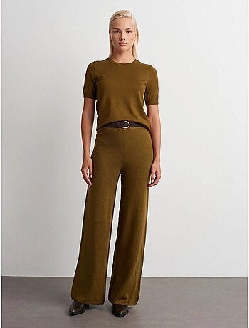 Pantalon femme en maille lurex à jambe large dilvin